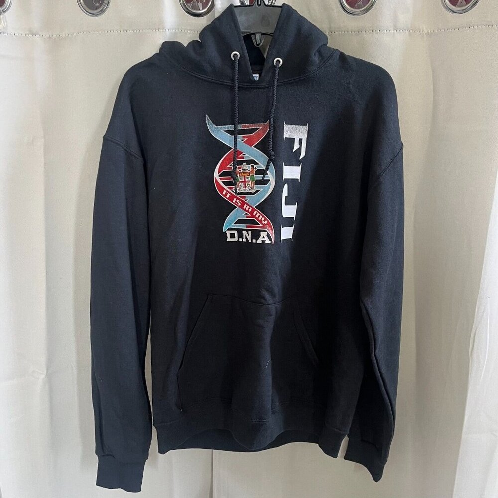 Jerzees Fiji Its in my DNA Hoodie Medium Black‎ Y2K Streetwear Grunge 90s 16763x